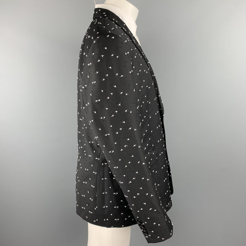 DIOR HOMME Pre-Fall 2017 Size 46 Black & White Textured Wool Notch Lapel Sport Coat