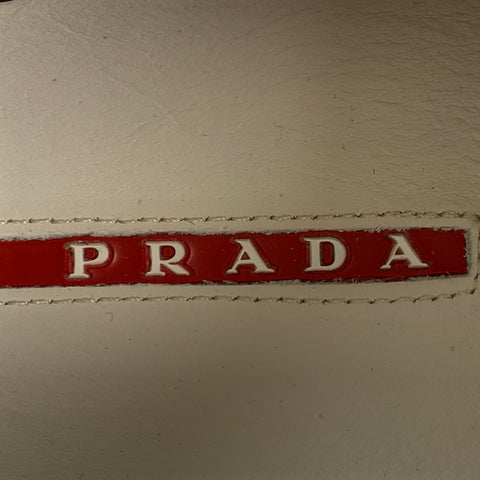 PRADA Size 7.5 Olive White Silver Color Block Lace Up Sneakers