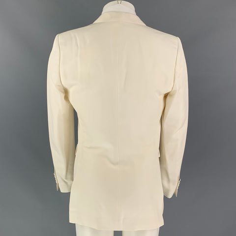 BURBERRY Size 38 Regular Cream Silk Notch Lapel Sport Coat