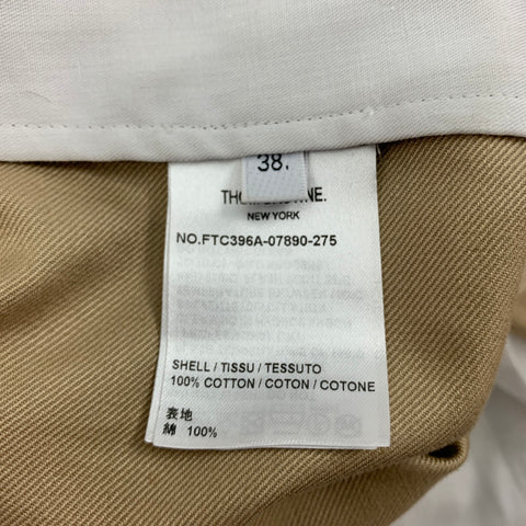 THOM BROWNE Size 2 Khaki Cream Cotton Stripe Pleated Dress Pants
