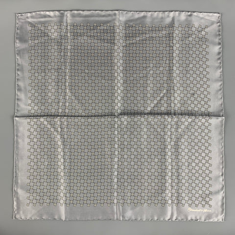 TURNBULL & ASSER Grey White Squares Silk Pocket Square