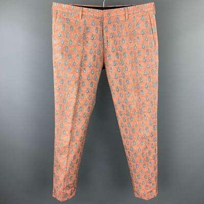 PAUL SMITH Size 36 Salmon Paisley Cotton Zip Fly Casual Pants