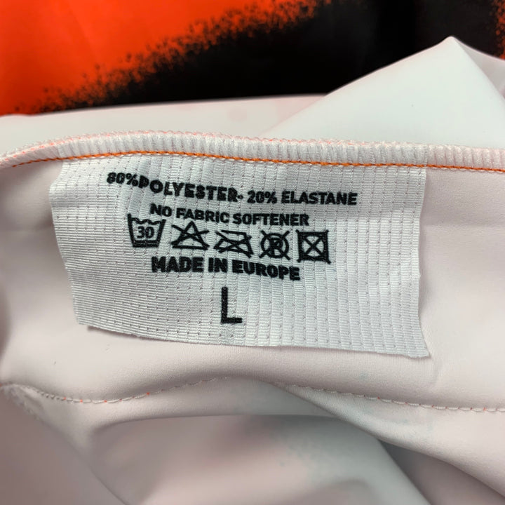 WALTER VAN BEIRENDONCK SS22 Size L Orange Graphic Nylon Jersey Bike Top