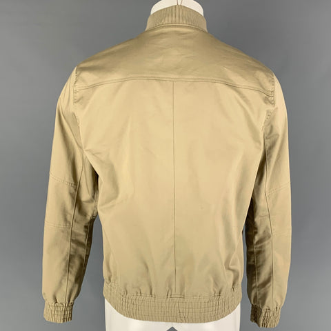 VINCE Chaqueta con cremallera de poliéster y algodón caqui talla S
