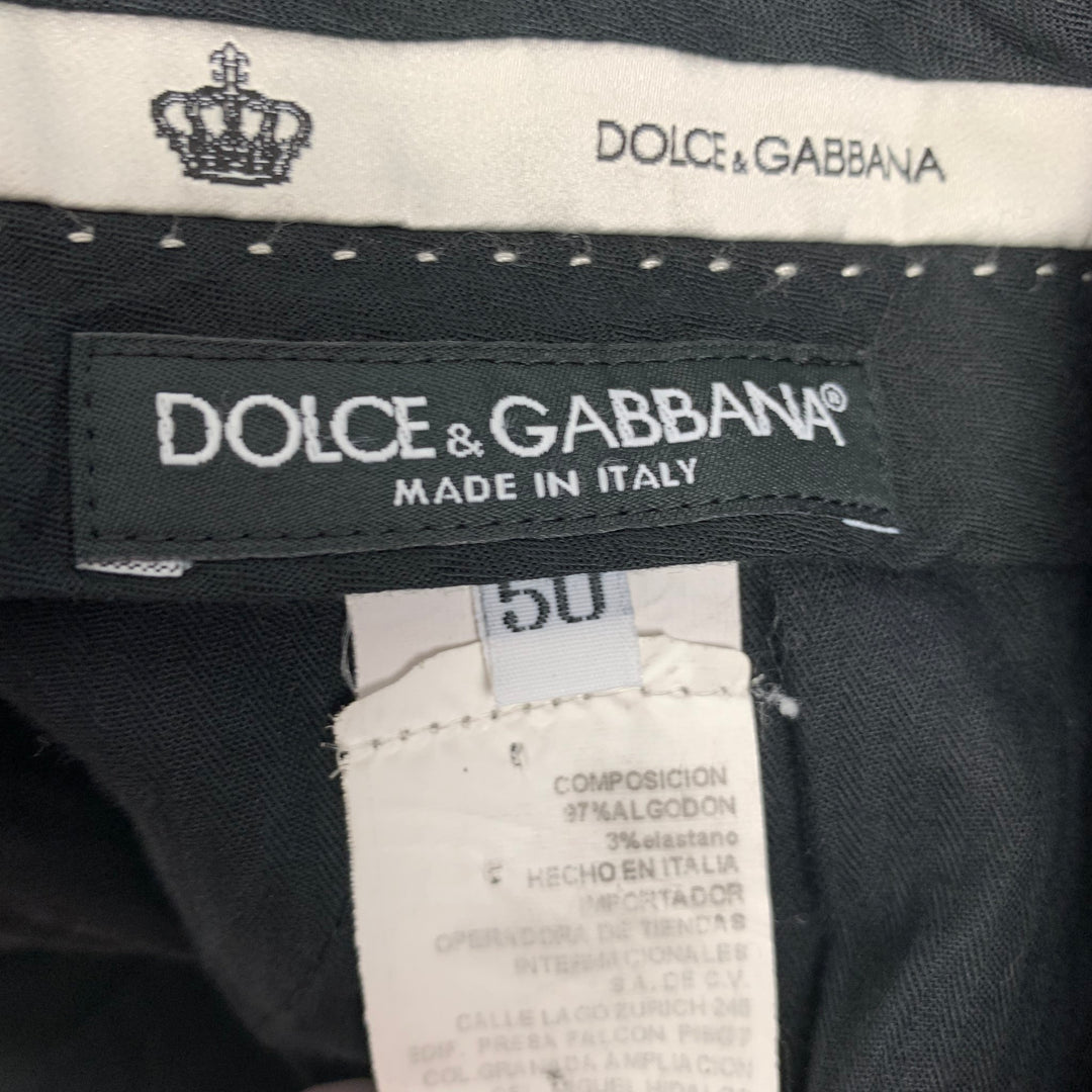 DOLCE & GABBANA Size 34 Black & White Cotton Tuxedo Dress Pants