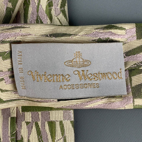 VIVIENNE WESTWOOD Light Green Lilac Abstract Tie