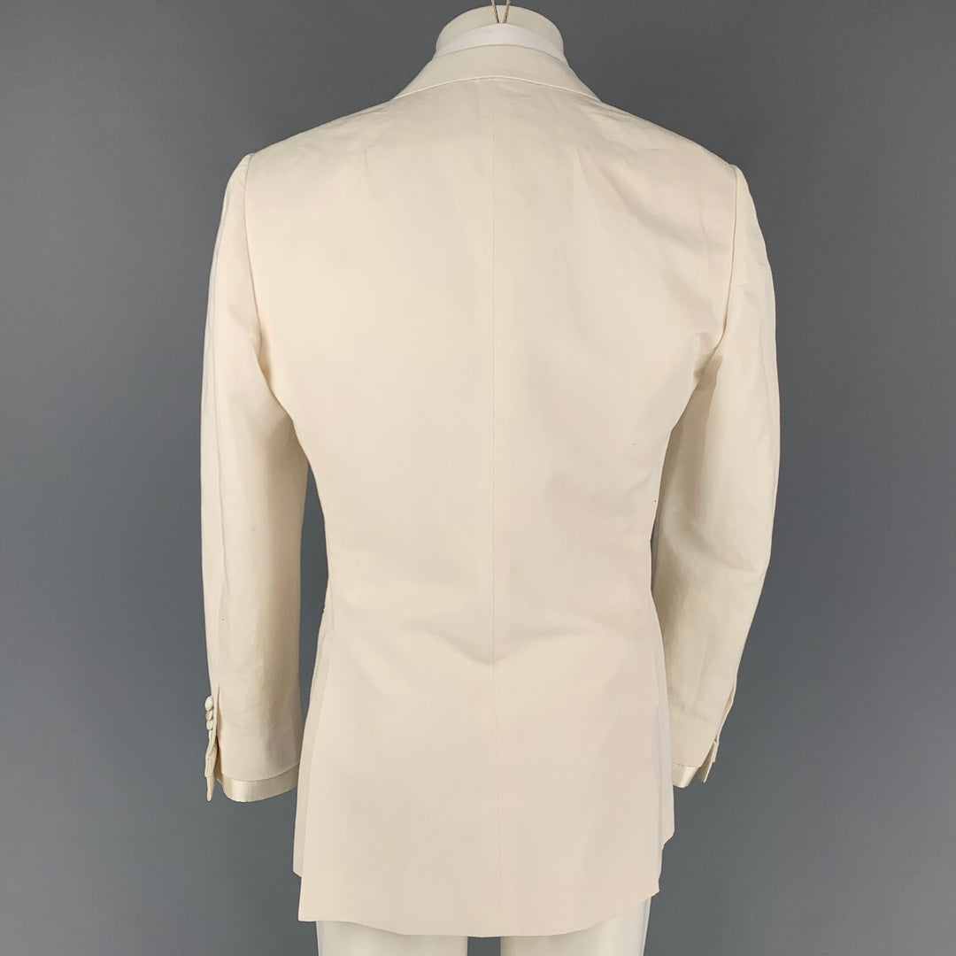 SUIT SUPPLY Size 40 Off White Cotton Linen Peak Lapel Sport Coat