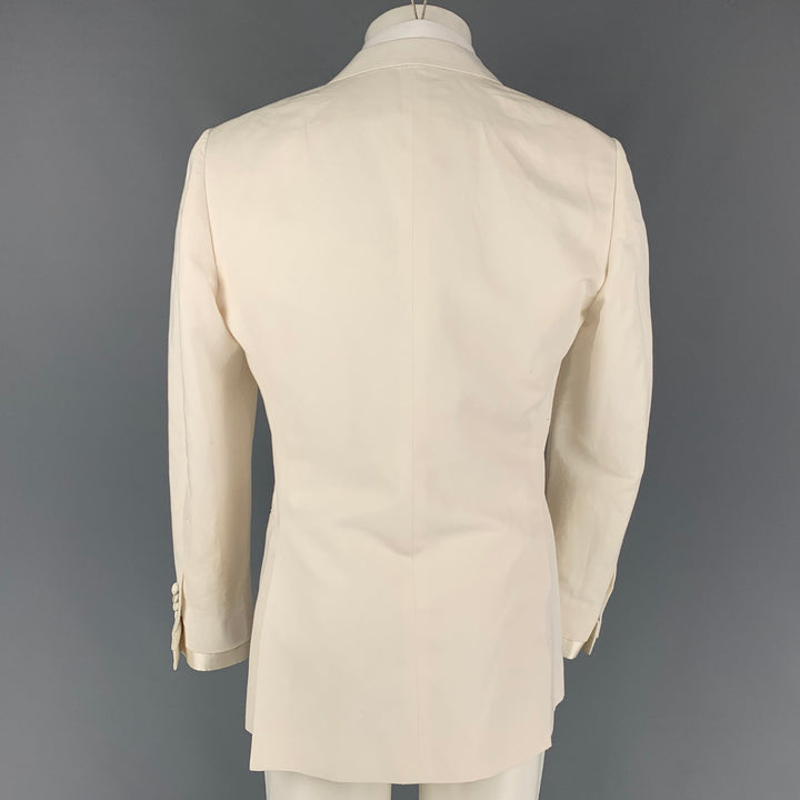 SUIT SUPPLY Size 40 Off White Cotton Linen Peak Lapel Sport Coat