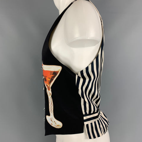 MOSCHINO Cheap and Chic -Martini Cocktail- Size 44  Black White Stripe Cotton Vest