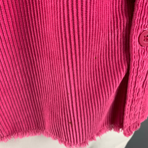 DREW HOUSE Size L Pink Corduroy Cotton Patch Pocket Short Sleeve Shirt