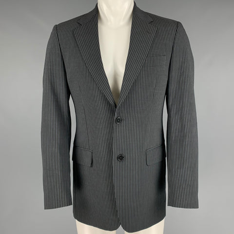 GIANFRANCO FERRE Size 38 Black Light Blue Pinstripe Wool Blend Sport Coat