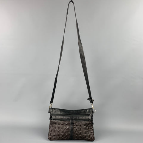 VINTAGE Sac à bandoulière en cuir gaufré noir