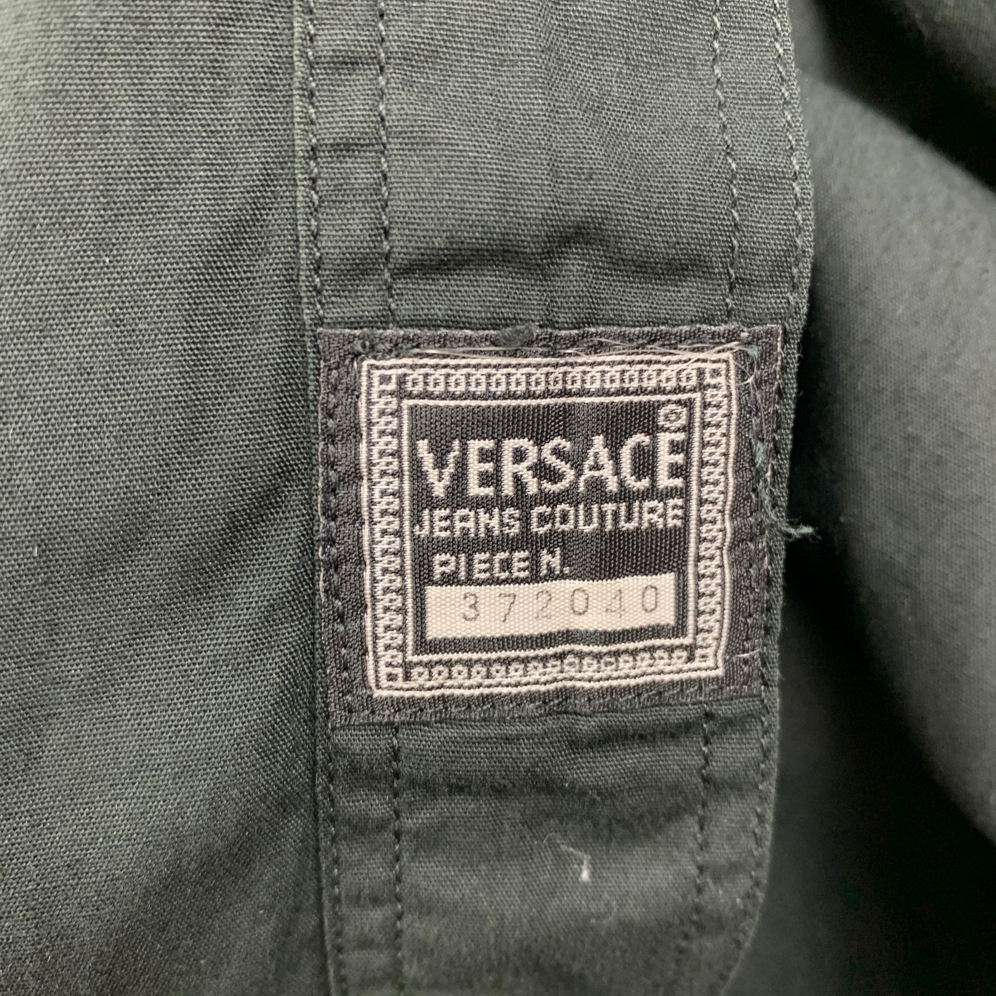 Vintage VERSACE JEANS COUTURE Size XXL Black Cotton Button Down