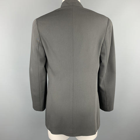 GIORGIO ARMANI Size 6 Grey Wool Shawl Cllar Hook Closure Blazer Jacket