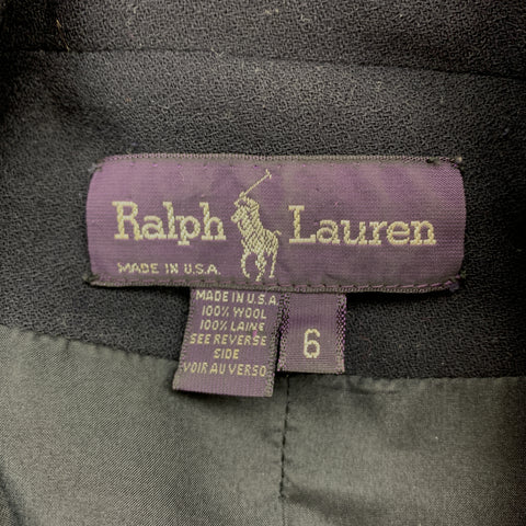 RALPH LAUREN Size 6 Navy Wool Double Breasted Gold Button Nautical Coat