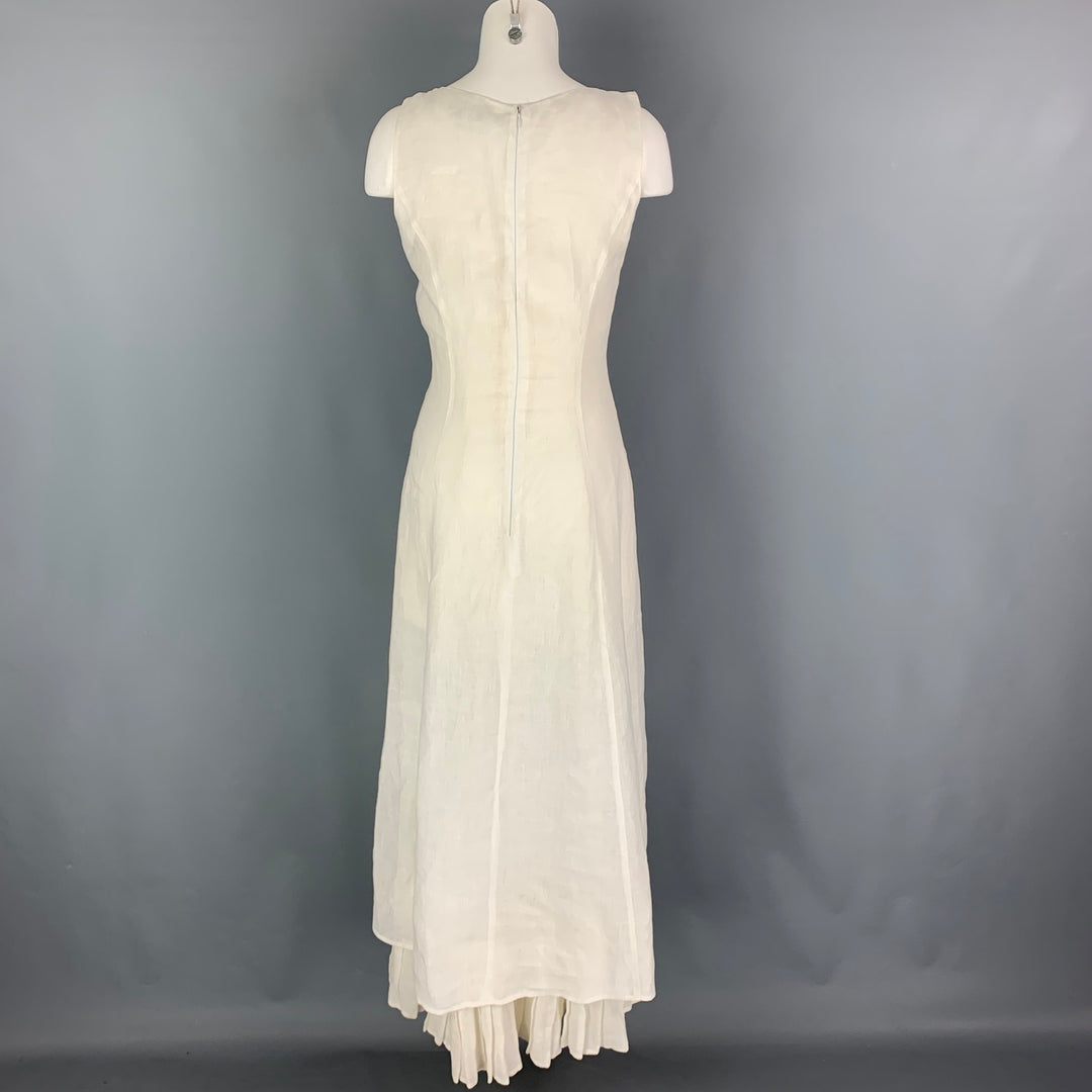 SONIA SPECIALE Size M White Embroidered Sleeveless Long Dress