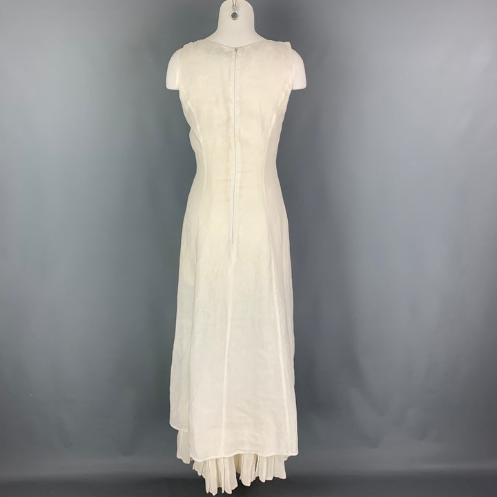 SONIA SPECIALE Size M White Embroidered Sleeveless Long Dress