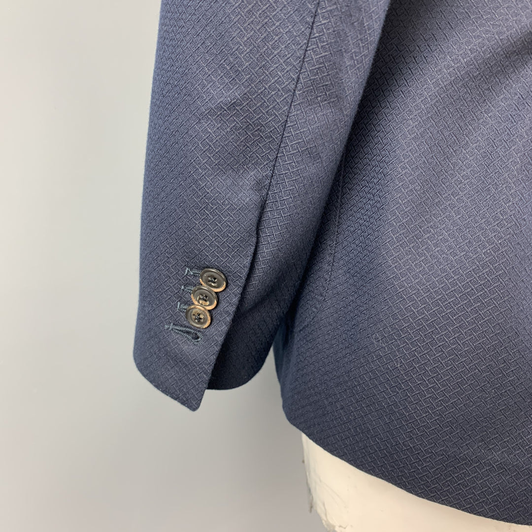 SAKS FIFTH AVENUE Taille de poitrine 44 Manteau de sport en coton / laine texturé bleu marine