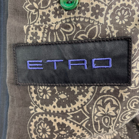 ETRO Size 42 Regular Gray & Brown Stripe Wool Notch Lapel Suit