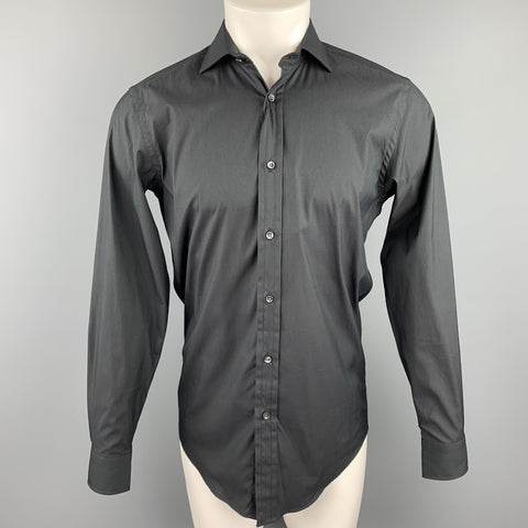 RALPH LAUREN Black Label Size S Black Cotton Blend Button Up Long Sleeve Shirt