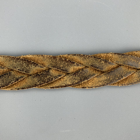 VINTAGE Braided Size 34 Tan Leather Brass Belt