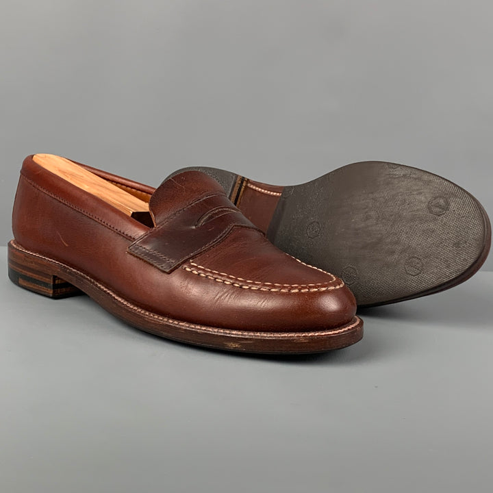 ALDEN Size 6.5 Brown Leather Penny Loafers