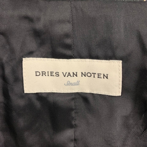 DRIES VAN NOTAN Talla S Chaqueta Jacquard Negra Plata Dorada Blazer