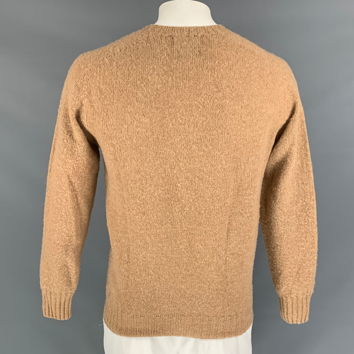 HOWLIN Size L Tan Knitted Wool Crew-Neck Sweater