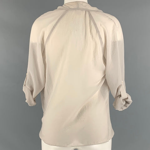 HELMUT LANG Taille S Gris Polyester Voir à travers le haut décontracté à col en V