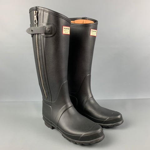 HUNTER x RAG 7 BONE Talla 7 Botas de goma negras con cremallera