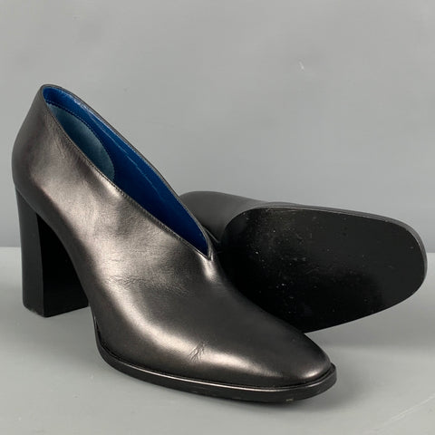 CELINE Size 7.5 Black Leather Chunky heel Boots
