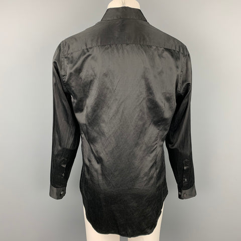 GIORGIO ARMANI Size M Black Silk / Cotton Button Up Long Sleeve Shirt