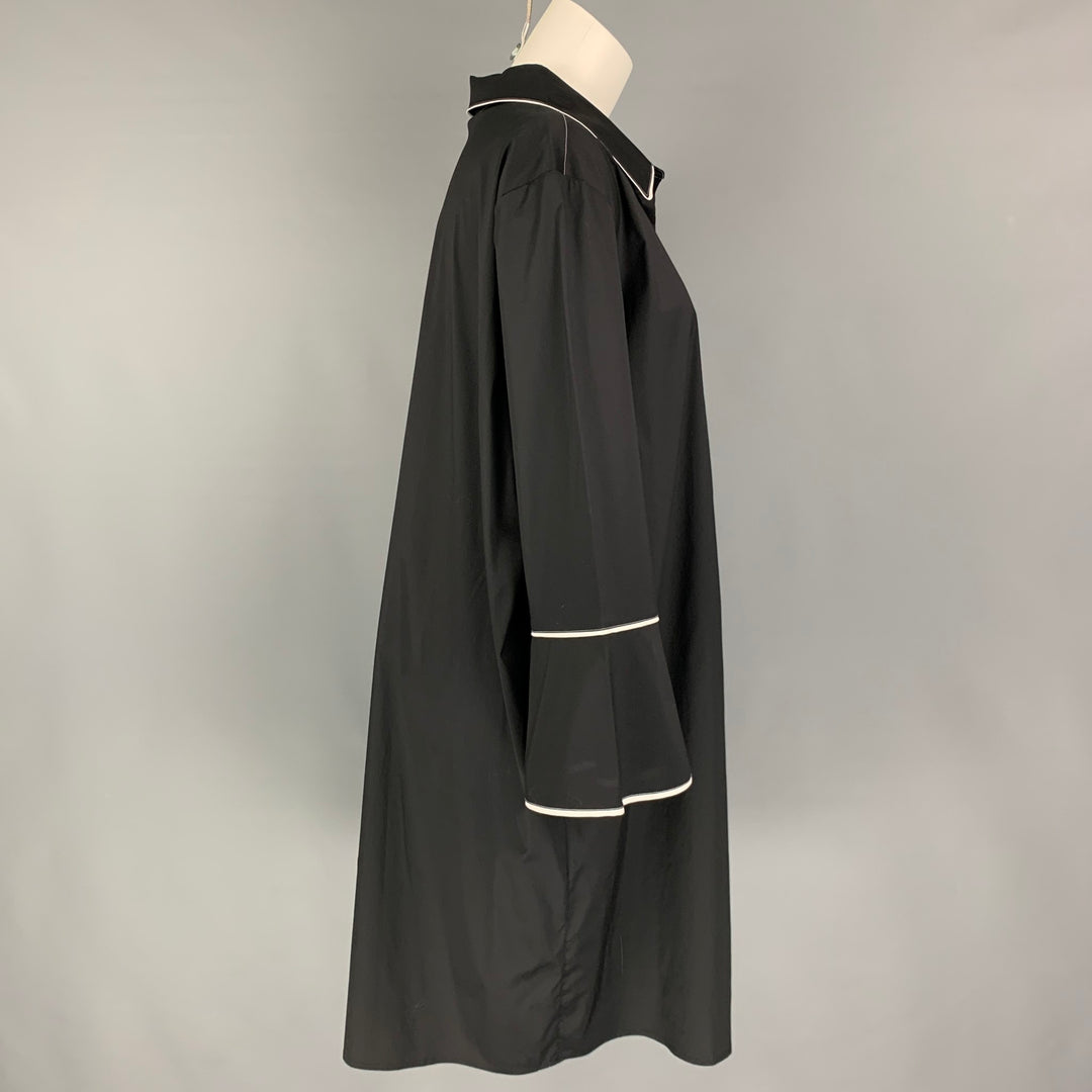 MING WANG Size XL Black Cotton Blend Shirt Dress