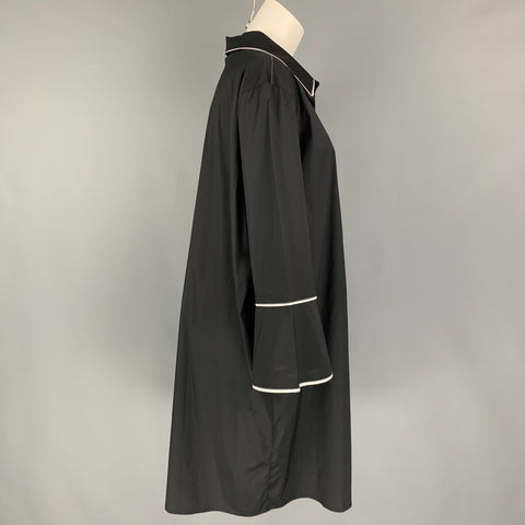 MING WANG Vestido camisero de mezcla de algodón negro talla XL