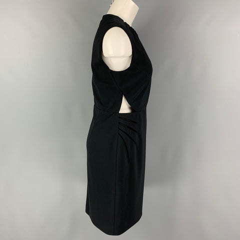 CATHERINE DEANE Taille 8 Noir Rayon Blend Découpé Sans Manches Sous Le Genou Robe