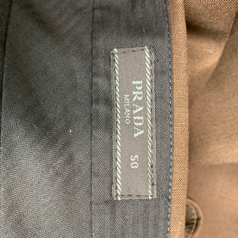 PRADA Size 34 Brown Solid Mohair / Wool Belted Dress Pants