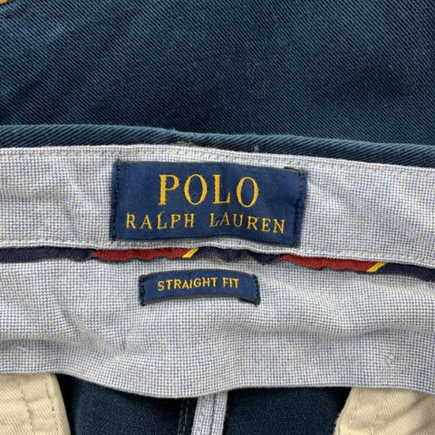 RALPH LAUREN Size 32 Navy Crests Embroidery Cotton Zip Fly Casual Pants
