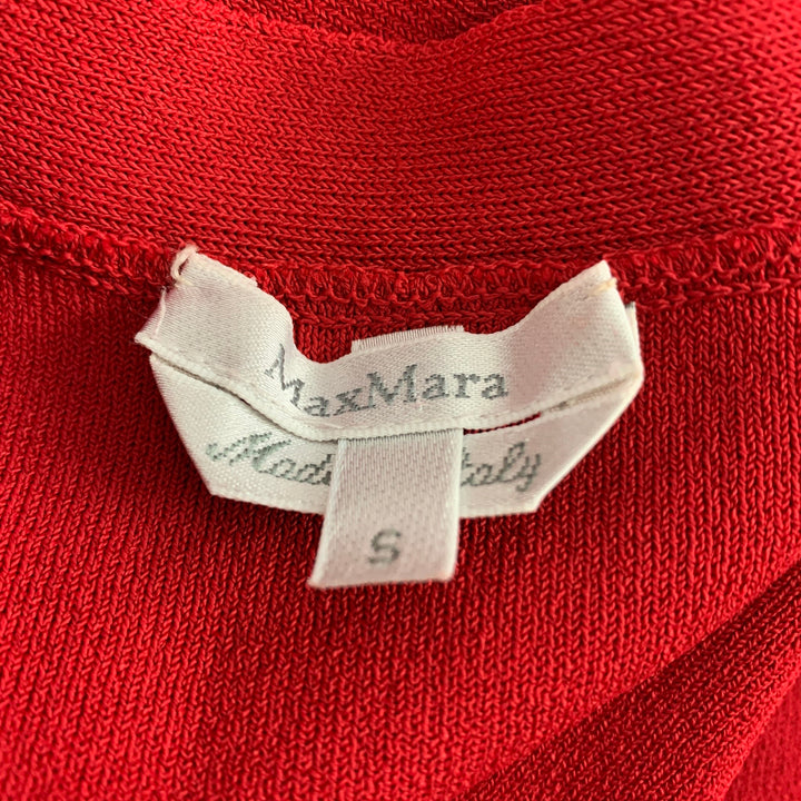 MAX MARA Size S Red Viscose Polyester Ribbed Halter Casual Top