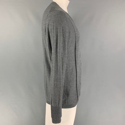 ACNE STUDIOS Size XL Grey Merino Wool Buttoned Cardigan
