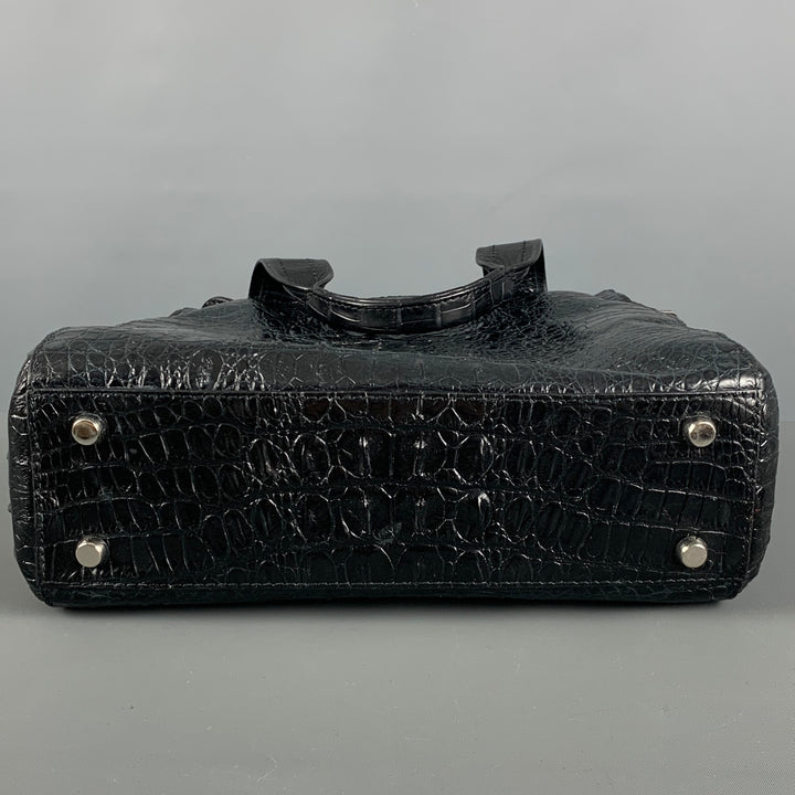 BRUCEGAO Black Crocodile Leather Cross Body Bags