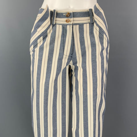 VIVIENNE WESTWOOD RED LABEL Size 2 Blue & White Stripe Asymmetrical Casual Pants