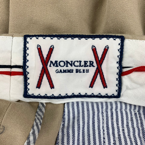 MONCLER Size 32 Khaki Cotton Flat Front Casual Pants