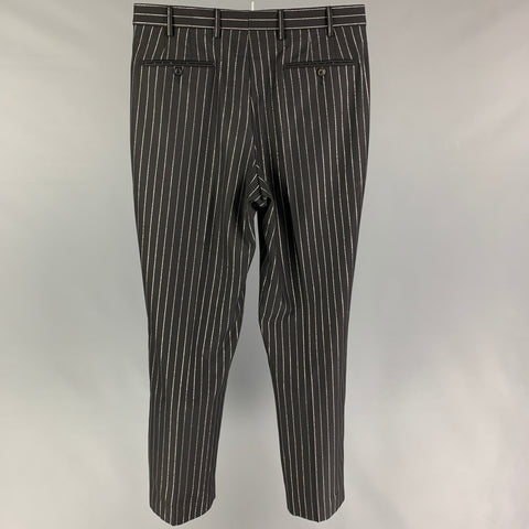 COBRA S.C. Size 32 Black Silver Stripe Wool Zip Fly Dress Pants