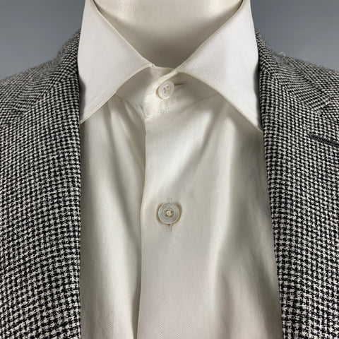 BURBERRY LONDON Size 42 Black White Houndstooth Cotton Blend Sport Coat