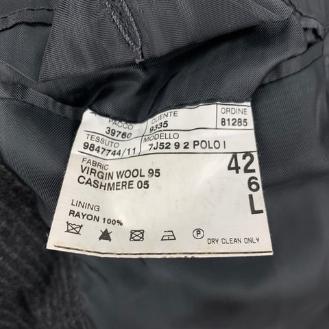 POLO by RALPH LAUREN 42 Long Charcoal Pinstripe Wool / Cashmere Notch Lapel  Suit