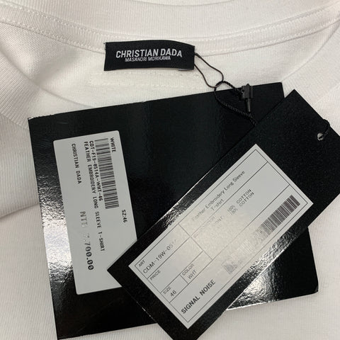 CHRISTIAN DADA Talla XS Camiseta de manga larga de algodón con bordado en oro blanco