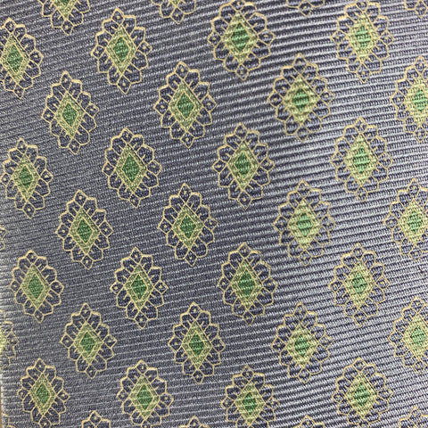 ERMENEGILDO ZEGNA Blue Green Rhombus Silk Tie