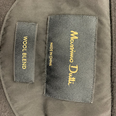 MASSIMO DUTTI Size L Black Brown Contrast Trim Wool Blend Jacket