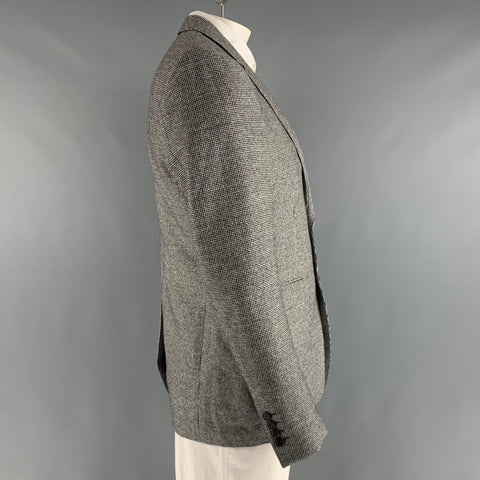 BURBERRY LONDON Size 42 Black White Houndstooth Cotton Blend Sport Coat