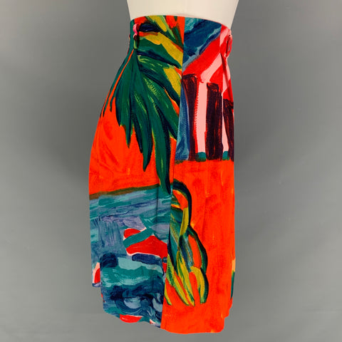 RALPH LAUREN Talla 10 Pantalones cortos de cintura alta de acuarela de algodón multicolor